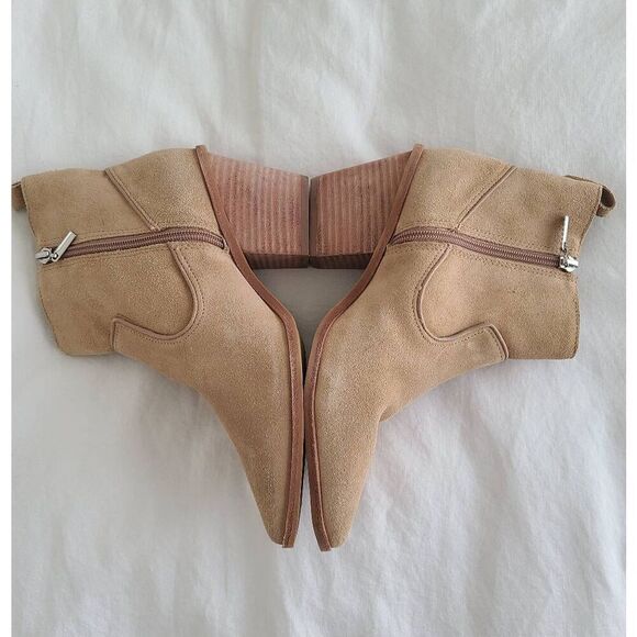 Kaanas Womens Leather Pointed Toe Block Heel Hague Heeled Bootie Ivory Size 7M - Picture 4 of 6